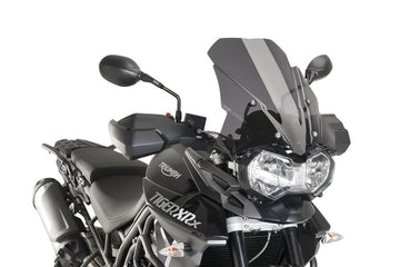 Puig New Generation Touring Screen for Triumph Tiger 800 Dark Smoke touring windscreen with OEM handguard compatibility_2