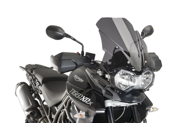 Puig New Generation Touring Screen for Triumph Tiger 800 Dark Smoke touring windscreen with OEM handguard compatibility_2