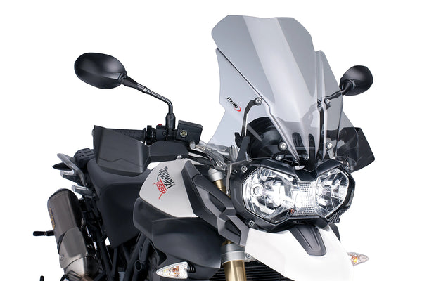 Puig New Generation Touring Screen for Triumph Tiger 800 Light Smoke touring windscreen with OEM handguard compatibility_1