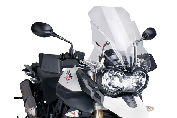 Puig New Generation Touring Screen for Triumph Tiger 800 clear touring windscreen with OEM handguard compatibility