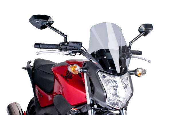 Puig light smoke touring screen installed on a Honda NC750S 2014–2020 