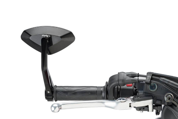 Puig Hi-Tech 4 Black / Silver Bar End Mirrors - Motorcycle Performance Store