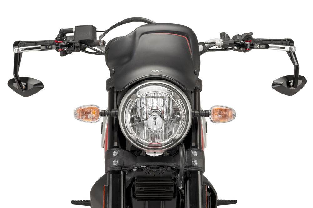 Puig Hi-Tech 4 Black / Silver Bar End Mirrors - Motorcycle Performance Store