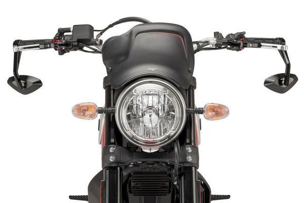 Puig Hi-Tech 4 Black / Silver Bar End Mirrors - Motorcycle Performance Store