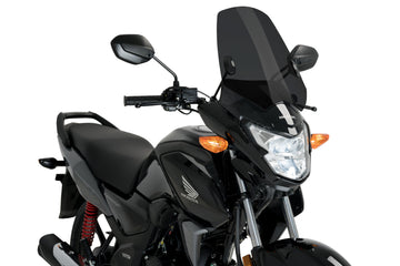 Puig New Generation Dark Smoke Sport screen fitted to Honda CB125F 2015–2026 clear windscreen aerodynamic upgrade
