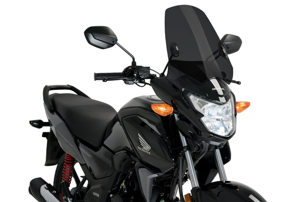 Puig New Generation Dark Smoke Sport screen fitted to Honda CB125F 2015–2026 clear windscreen aerodynamic upgrade