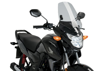 Puig New Generation Light Smoke Sport screen fitted to Honda CB125F 2015–2026 clear windscreen aerodynamic upgrade
