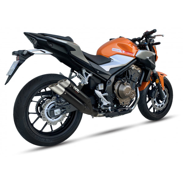 IXIL L3X Hyperlow Black slip-on silencer with two removable dB killers for Honda CB500F and Honda CB500X 2019–2024_1
