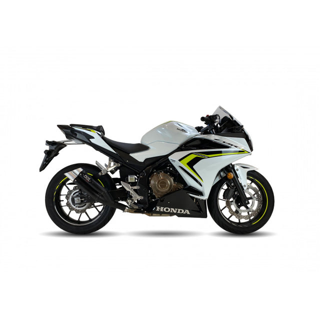 IXIL L3X Hyperlow Black slip-on silencer with two removable dB killers for Honda CBR500R 2019–2023