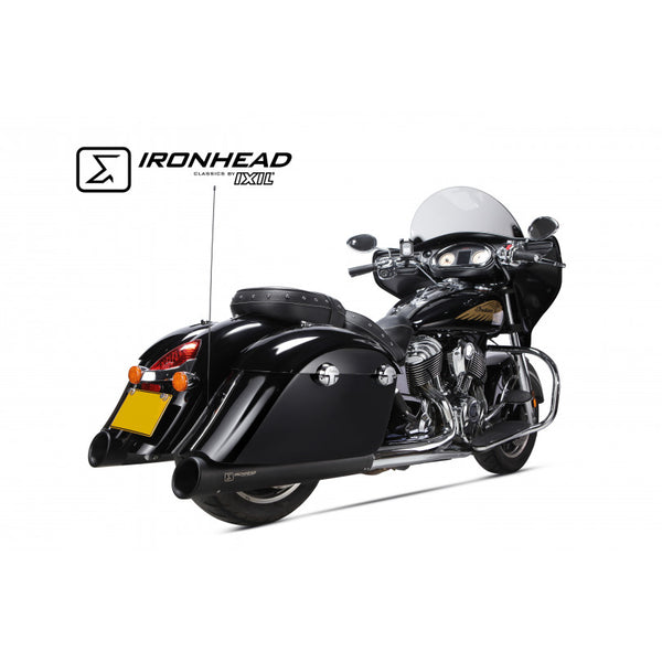 Ironhead HC2-1B Round Black twin slip-on exhaust silencers for Indian Springfield 2015-2020 with removable dB killers