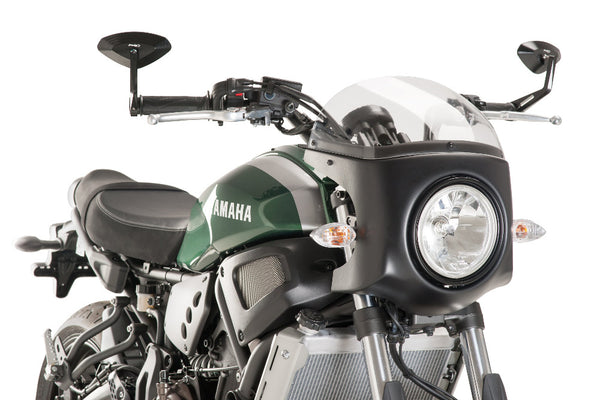 Puig Retro semi fairing matt black semi fairing with a Clear screen fitted to Yamaha XSR 700 2016-2020