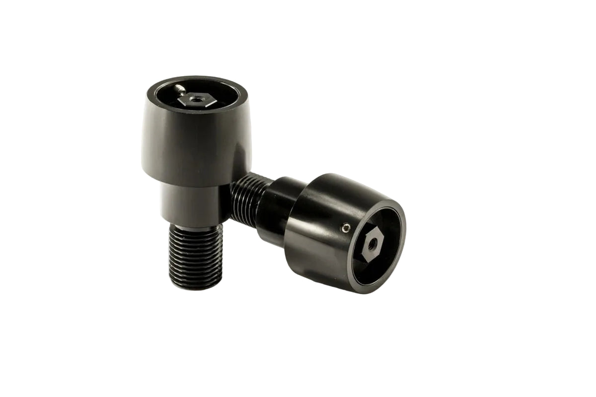 Puig Thruster 30 mm billet aluminium motorcycle bar ends with black bodies and interchangeable coloured tips in Red, Gold, Blue, Black, Silver, Green or Orange