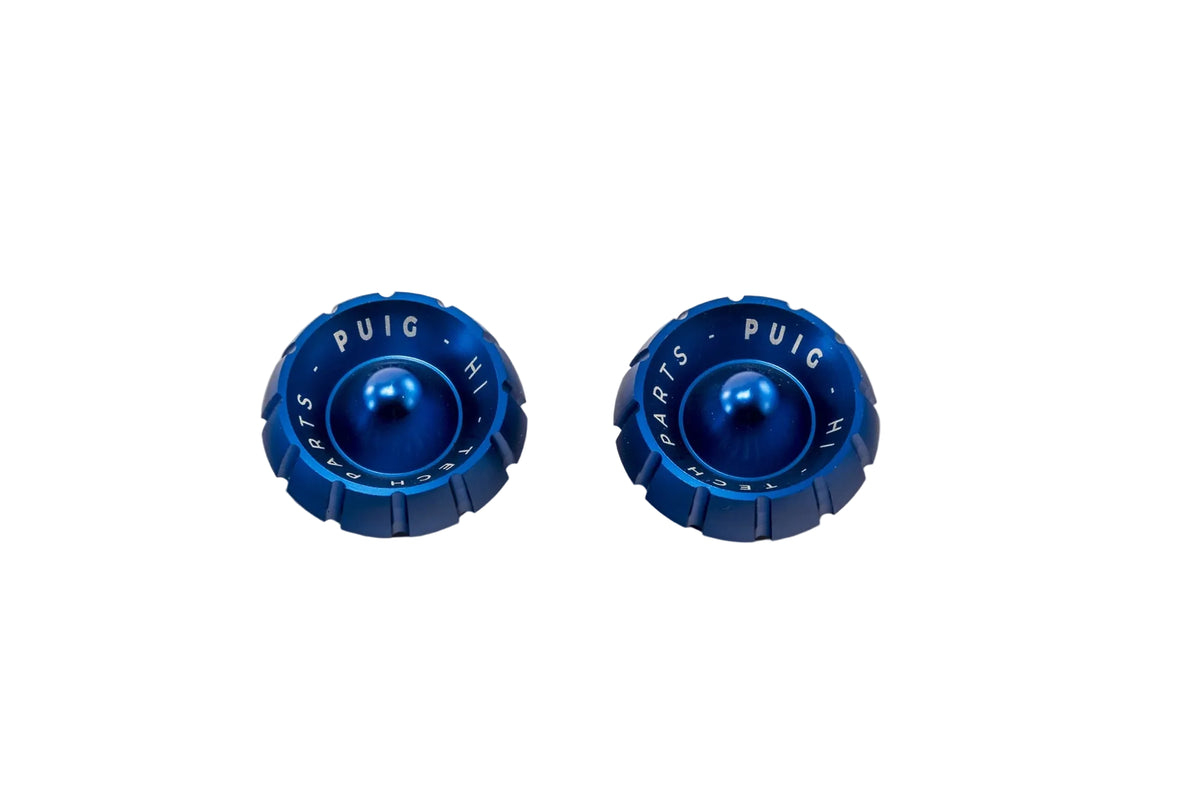 Puig Thruster 30 mm billet aluminium motorcycle bar ends with black bodies and interchangeable coloured tips in Red, Gold, Blue, Black, Silver, Green or Orange_2