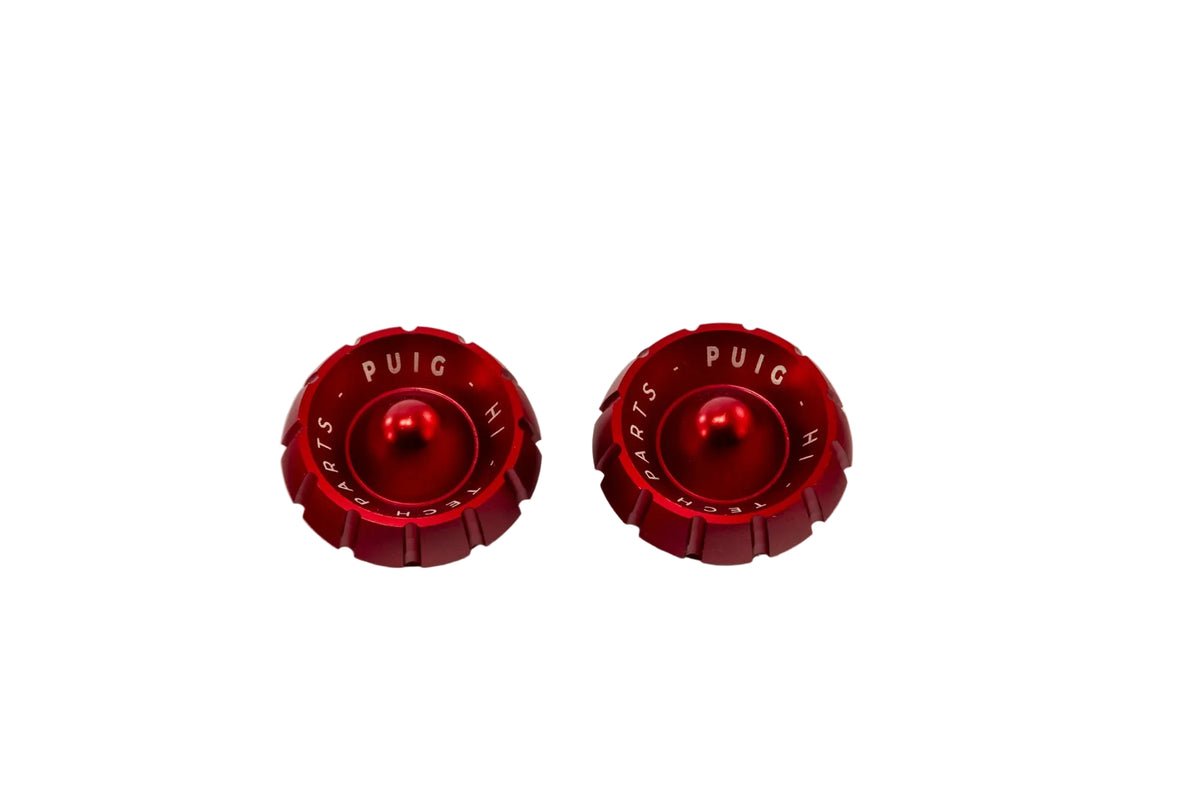 Puig Thruster 30 mm billet aluminium motorcycle bar ends with black bodies and interchangeable coloured tips in Red, Gold, Blue, Black, Silver, Green or Orange_3