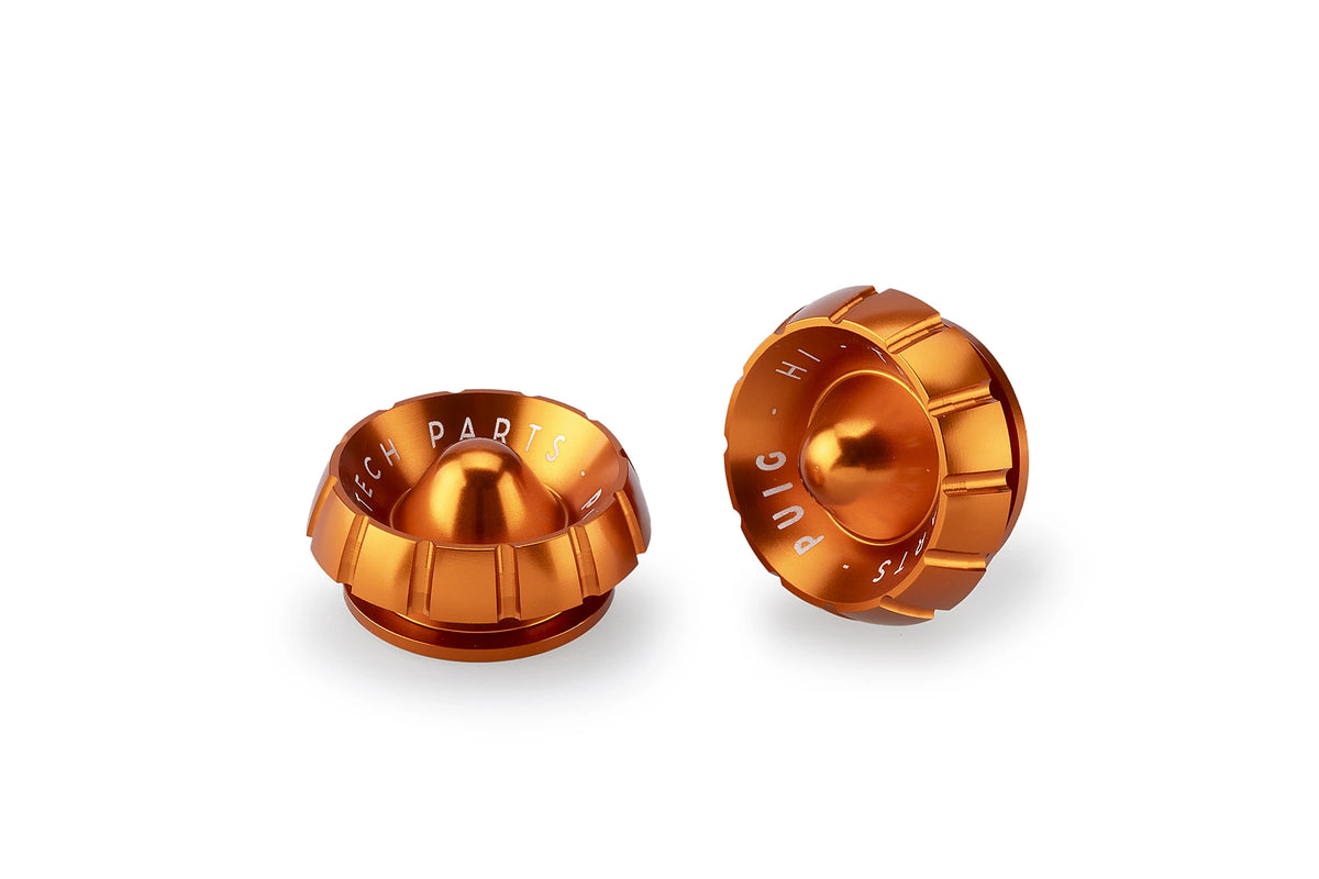 Puig Thruster 30 mm billet aluminium motorcycle bar ends with black bodies and interchangeable coloured tips in Red, Gold, Blue, Black, Silver, Green or Orange_4
