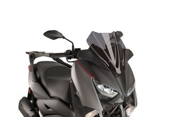 Puig V-Tech Line Sport Screens in Dark Smoke for Yamaha X-Max 300 showing shape and aerodynamic profile