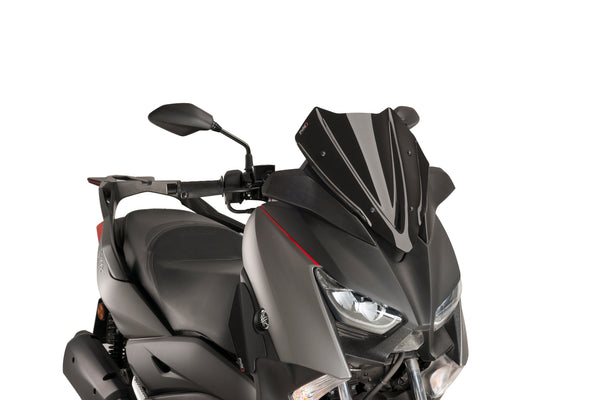 Puig V-Tech Line Sport Screens in Black for Yamaha X-Max 300 showing shape and aerodynamic profile