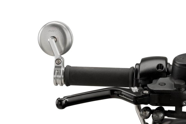 Puig Tracker Black / Silver Bar End Mirrors - Motorcycle Performance Store