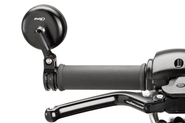 Puig Tracker Black / Silver Bar End Mirrors - Motorcycle Performance Store