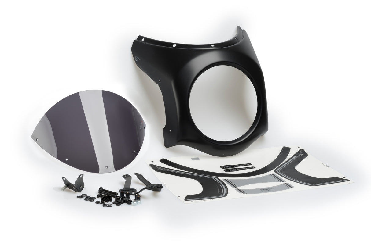 Puig retro semi fairing with coloured screen fitted to Triumph Street Twin 900 headlamp_1