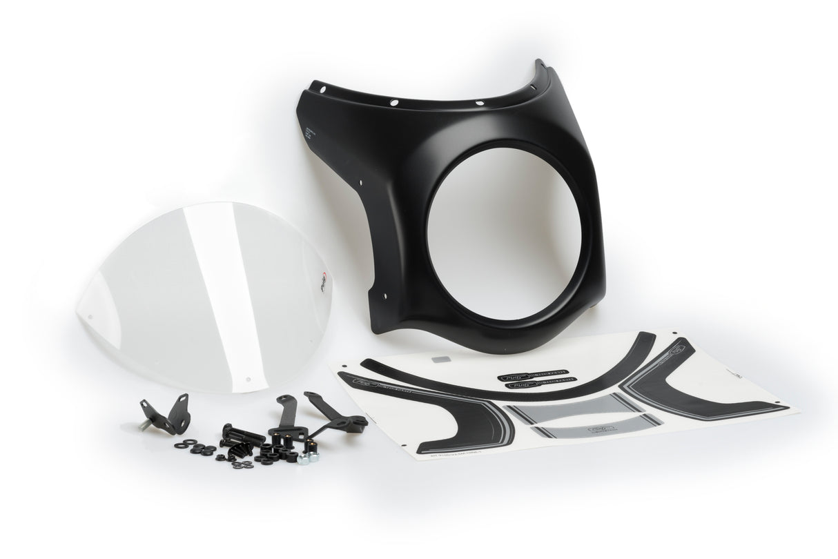 Puig retro semi fairing with coloured screen fitted to Triumph Street Twin 900 headlamp_4