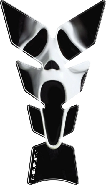 Puig Scream universal motorcycle tank pad and fuel tank protector, Height 213.8 mm x Width 123 mm with horror-inspired graphic design_1