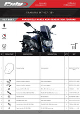 PUIG New Generation Touring Screen Yamaha MT-07 2018-20