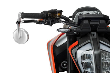 Puig Grand Tracker Black / Silver Bar End Mirrors - Motorcycle Performance Store