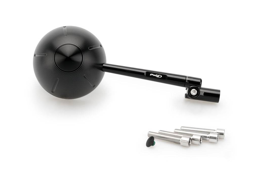 Puig Retro Black / Silver Handlebar Mirrors - Motorcycle Performance Store