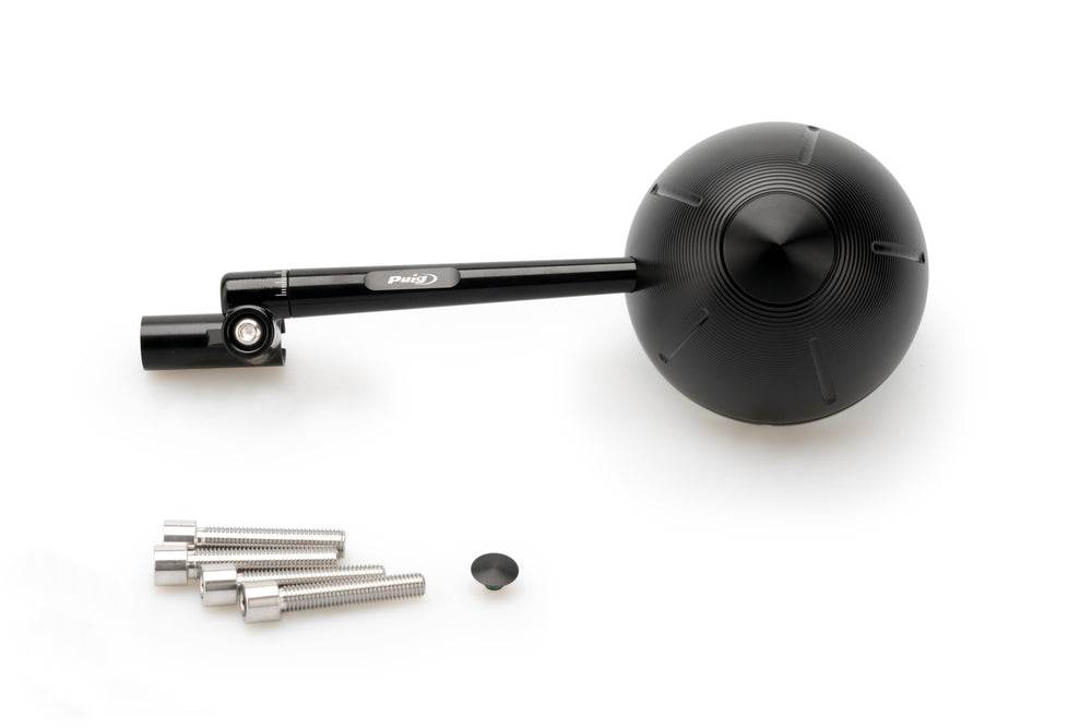 Puig Retro Black / Silver Handlebar Mirrors - Motorcycle Performance Store