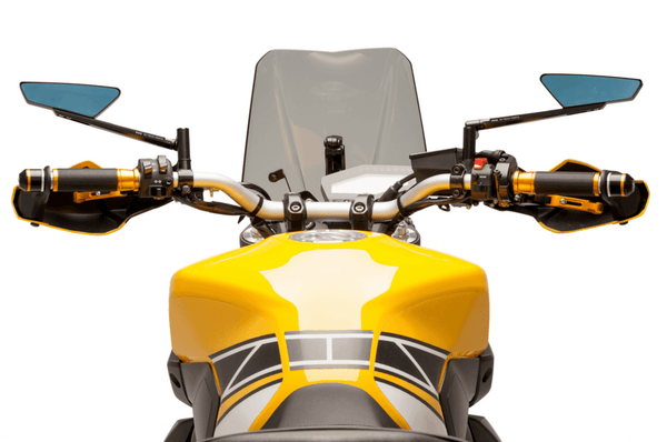 Puig Hypernaked Black / Silver Handlebar Mirrors - Motorcycle Performance Store