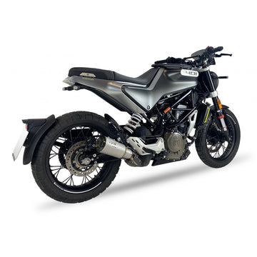 IXIL CM3259RC Race Xtrem Carbon Slip-On Exhaust Husqvarna Vitpilen 401 2020-23, satin matt stainless steel conical silencer with gloss carbon-fibre end cap and removable dB killer_1