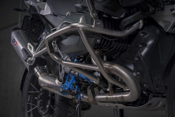 QD Modular No Kat Mid Pipe Kit for the BMW R1200GS. Available at Motorcycle Performance Store.