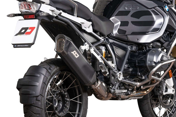 QD Tourance Black Titanium slip-on exhaust silencer with carbon fibre end cap for BMW R1250GS 2018-2024