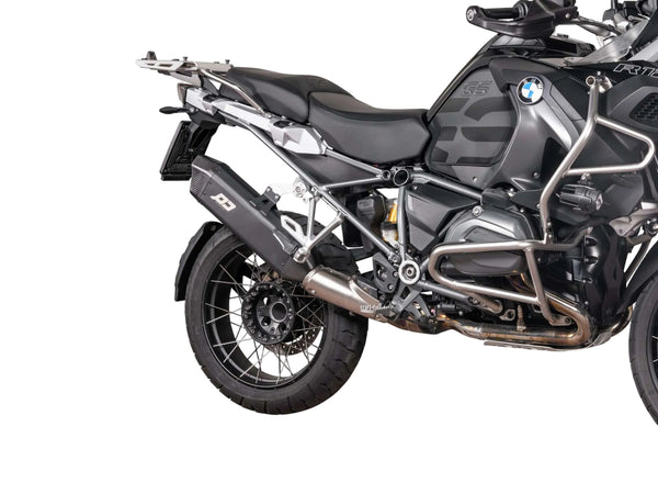 QD Tourance Black Titanium slip-on exhaust silencer with carbon fibre end cap for BMW R1250GS 2018-2024_1