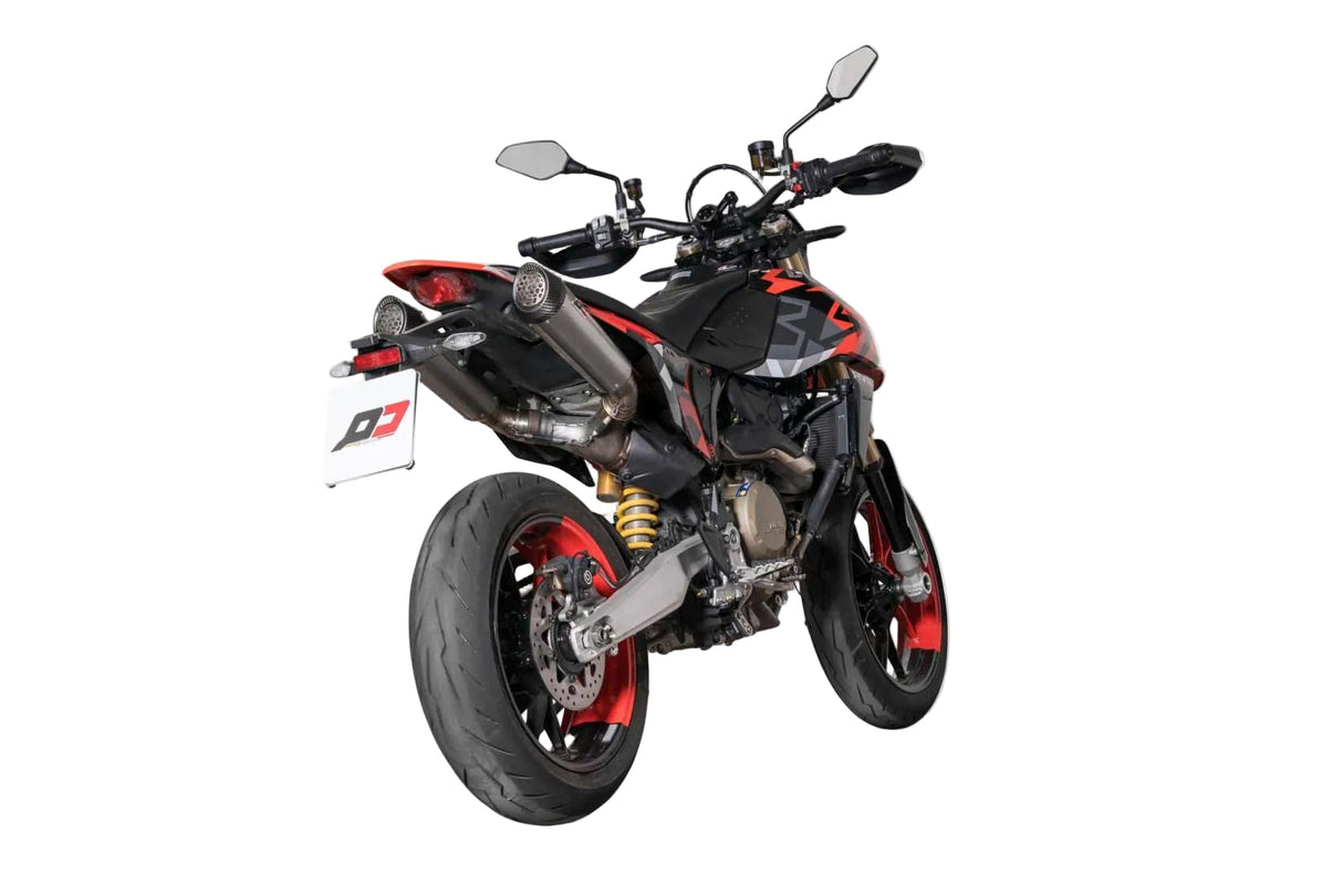 QD twin titanium Tri Cone underseat silencers for Ducati Hypermotard 698 Euro 5+ exhaust system 2024-2026_3