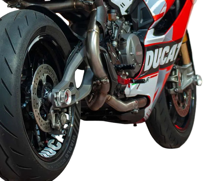 QD stainless steel decat pipe fitted to Ducati Panigale V2 2025 exhaust system_3
