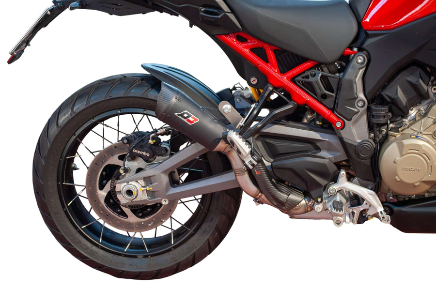 QD Dark Matter Titanium Gunshot Silencer for the Ducati Multistrada V4 (S) (2025-26). Available at Motorcycle Performance Store.