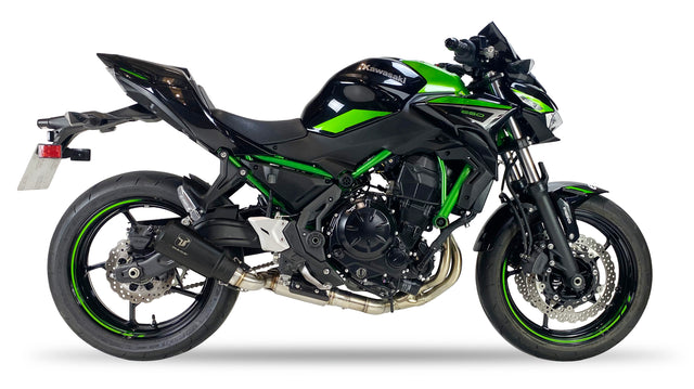 Ixrace MK2 Black Exhaust System installed on a Kawasaki Z650 2023 to 2025