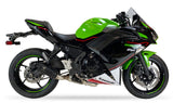 Ixrace MK2 Black Exhaust System installed on a Kawasaki Ninja 650 2023 to 2025
