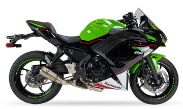 Ixrace MK2 Inox Exhaust System installed on a Kawasaki Ninja 650 2023 to 2025