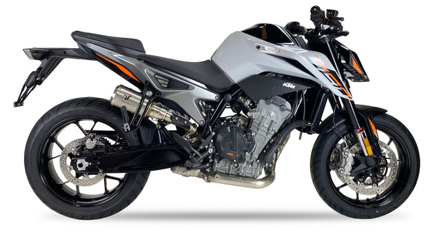 IXRACE MK2 Inox stainless steel slip-on exhaust silencer for KTM Duke 790 2023-2026 with GP Moto-style outlet