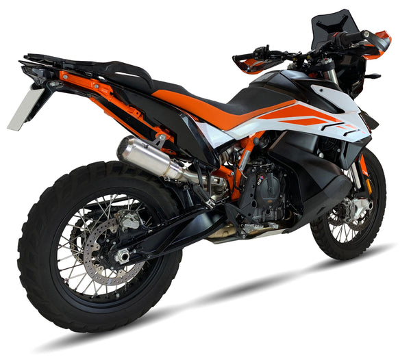 IXRACE MK2 Inox Slip-On Exhaust for KTM 790 Adventure 2019-2020 with lightweight AISI304 stainless steel silencer, GP Moto outlet and removable dB killer_1