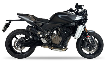 IXRACE MK2 Black slip-on exhaust silencer for Husqvarna Svartpilen 801 2024-2025 with GP Moto-style outlet