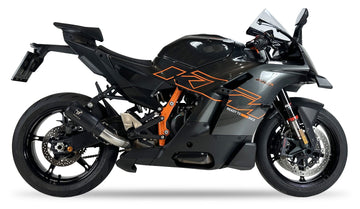 IXRACE MK2 Black Silencer for KTM RC 990 (R) with MotoGP-style outlet and stainless steel link pipe