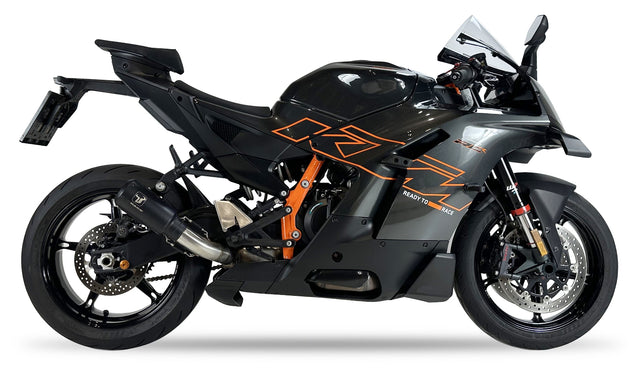 IXRACE MK2 Black Silencer for KTM RC 990 (R) with MotoGP-style outlet and stainless steel link pipe