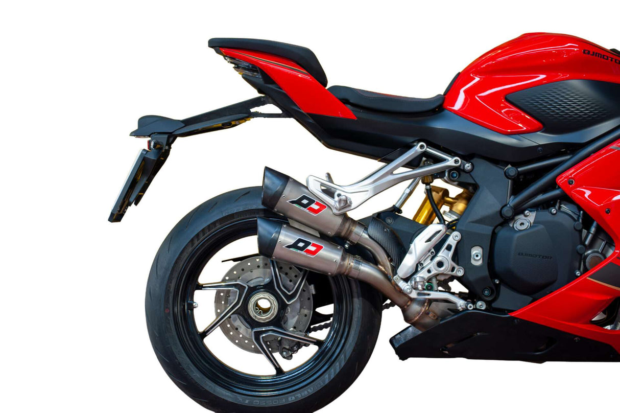 QD Twin Gunshot silencers for QJ Motor 921 RR 2025 titanium slip-on exhaust system