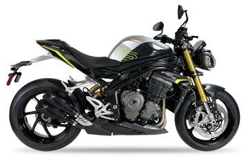 IXRACE MK2 Dual Black Silencers for Triumph Speed Triple 1200 in Satin Black Stainless Steel