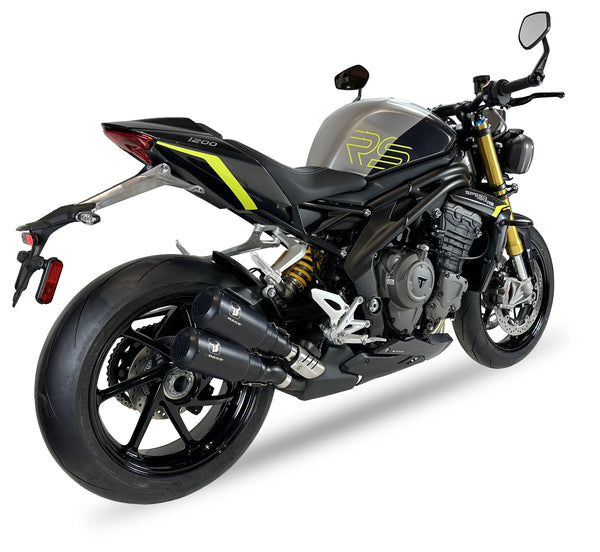 IXRACE MK2 Dual Black Silencers for Triumph Speed Triple 1200 in Satin Black Stainless Steel_1