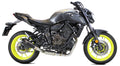 Ixrace MK2 Black full exhaust system installed on Yamaha MT-07 with GP-style outlet 2013-2020